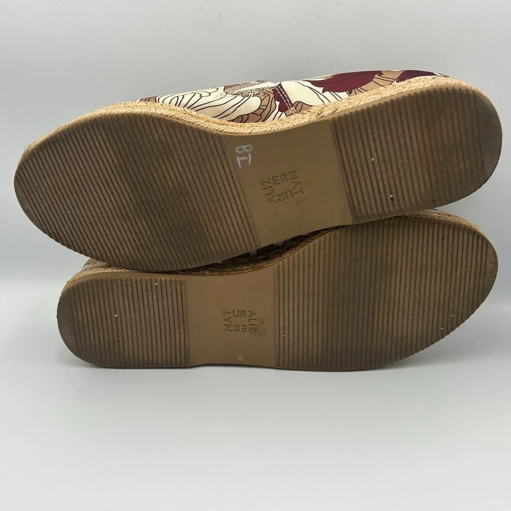 Naturalizer Thea 3 Platform Espadrille Womens 10 Slip On Raffia Floral Canvas